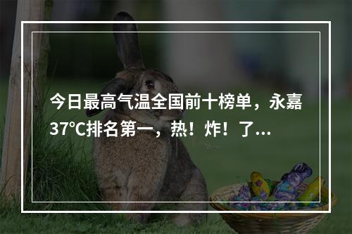 今日最高气温全国前十榜单，永嘉37℃排名第一，热！炸！了！