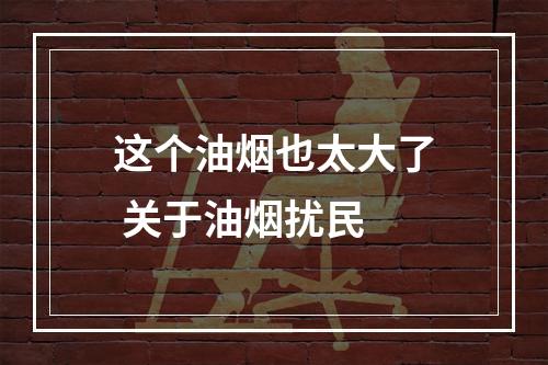 这个油烟也太大了 关于油烟扰民