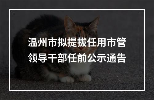 温州市拟提拔任用市管领导干部任前公示通告
