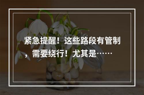 紧急提醒！这些路段有管制，需要绕行！尤其是……