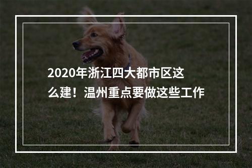 2020年浙江四大都市区这么建！温州重点要做这些工作