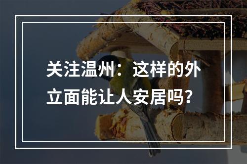 关注温州：这样的外立面能让人安居吗？