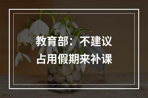 教育部：不建议占用假期来补课