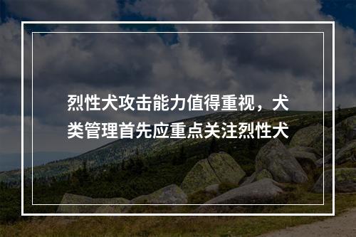 烈性犬攻击能力值得重视，犬类管理首先应重点关注烈性犬