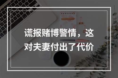 谎报赌博警情，这对夫妻付出了代价