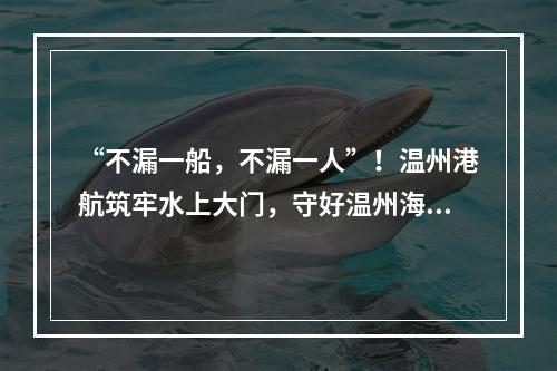 “不漏一船，不漏一人”！温州港航筑牢水上大门，守好温州海防线！