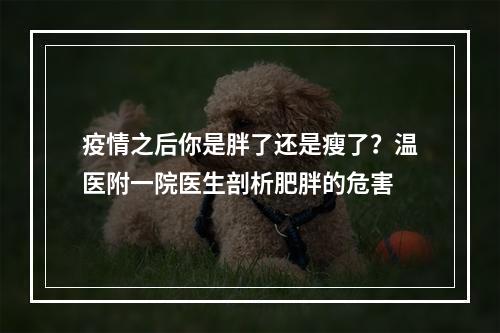 疫情之后你是胖了还是瘦了？温医附一院医生剖析肥胖的危害