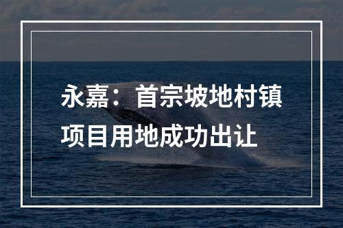 永嘉：首宗坡地村镇项目用地成功出让
