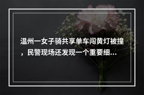 温州一女子骑共享单车闯黄灯被撞，民警现场还发现一个重要细节，最后判定损 ...