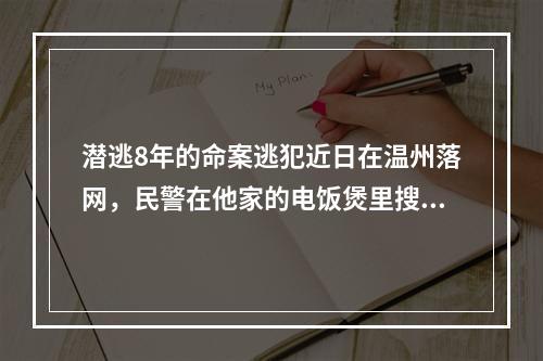 潜逃8年的命案逃犯近日在温州落网，民警在他家的电饭煲里搜出一把“六四”手枪