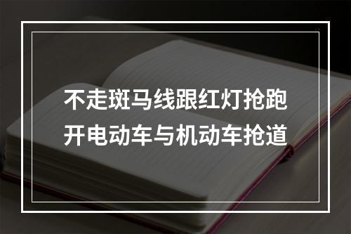 不走斑马线跟红灯抢跑开电动车与机动车抢道