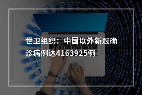 世卫组织：中国以外新冠确诊病例达4163925例