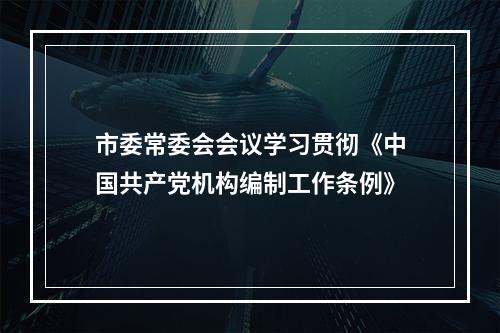 市委常委会会议学习贯彻《中国共产党机构编制工作条例》