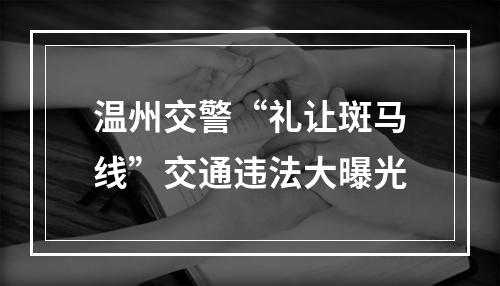 温州交警“礼让斑马线”交通违法大曝光