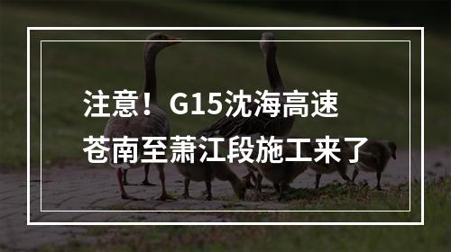 注意！G15沈海高速苍南至萧江段施工来了