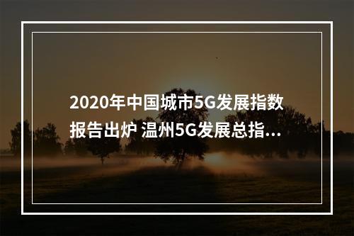2020年中国城市5G发展指数报告出炉 温州5G发展总指数排名27位