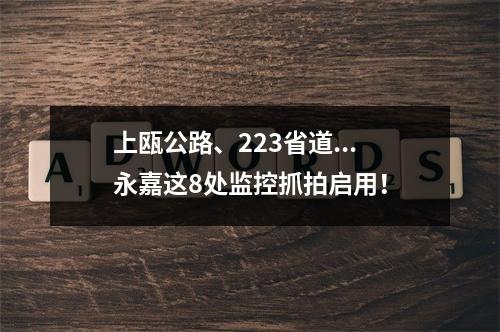 上瓯公路、223省道...永嘉这8处监控抓拍启用！