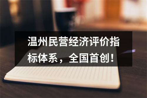温州民营经济评价指标体系，全国首创！