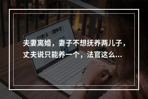夫妻离婚，妻子不想抚养两儿子，丈夫说只能养一个，法官这么判...