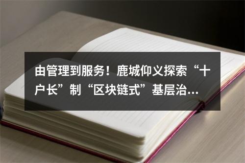 由管理到服务！鹿城仰义探索“十户长”制“区块链式”基层治理新模式