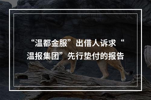“温都金服”出借人诉求“温报集团”先行垫付的报告