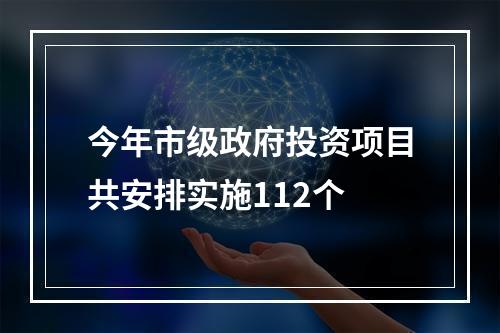 今年市级政府投资项目共安排实施112个
