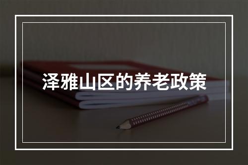 泽雅山区的养老政策
