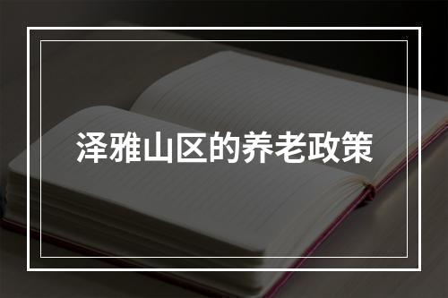 泽雅山区的养老政策
