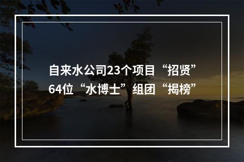 自来水公司23个项目“招贤”64位“水博士”组团“揭榜”