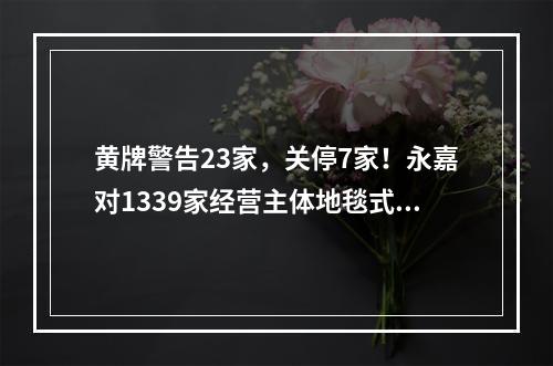 黄牌警告23家，关停7家！永嘉对1339家经营主体地毯式检查！