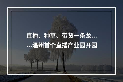 直播、种草、带货一条龙......温州首个直播产业园开园
