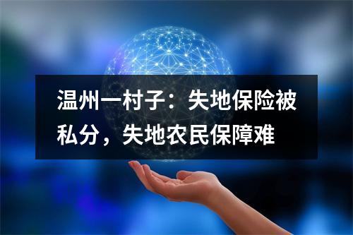 温州一村子：失地保险被私分，失地农民保障难