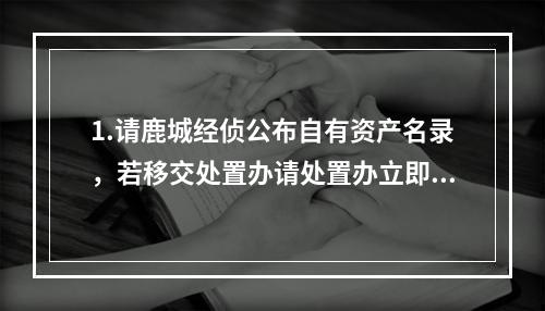 1.请鹿城经侦公布自有资产名录，若移交处置办请处置办立即公布；2.公布36亿24