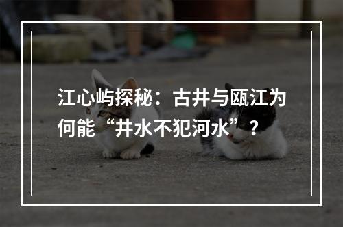 江心屿探秘：古井与瓯江为何能“井水不犯河水”？