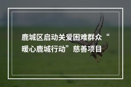 鹿城区启动关爱困难群众“暖心鹿城行动”慈善项目