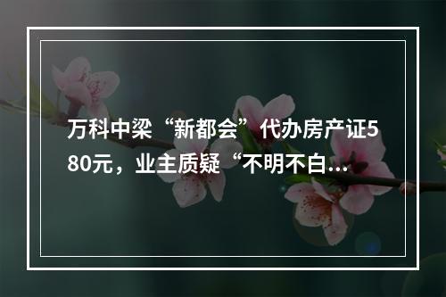 万科中梁“新都会”代办房产证580元，业主质疑“不明不白消费”