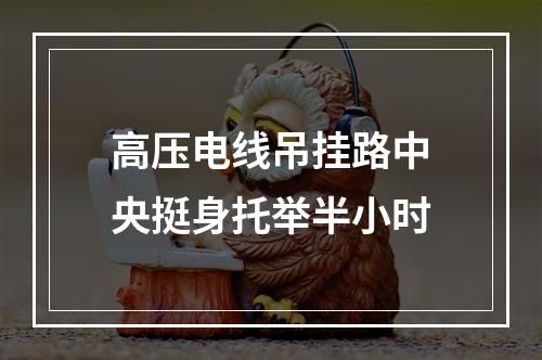 高压电线吊挂路中央挺身托举半小时