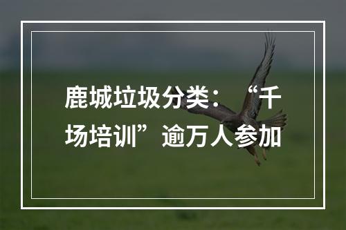 鹿城垃圾分类：“千场培训”逾万人参加