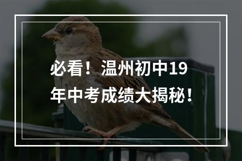 必看！温州初中19年中考成绩大揭秘！
