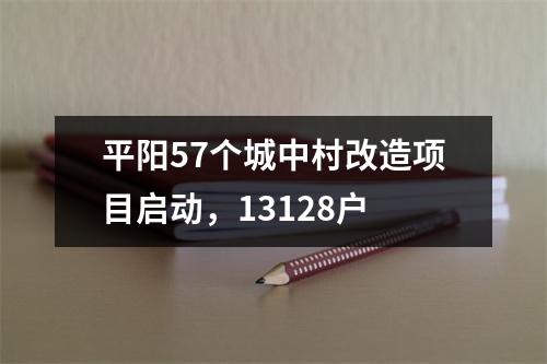 平阳57个城中村改造项目启动，13128户