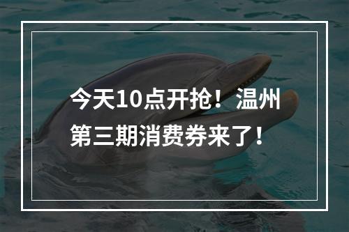 今天10点开抢！温州第三期消费券来了！