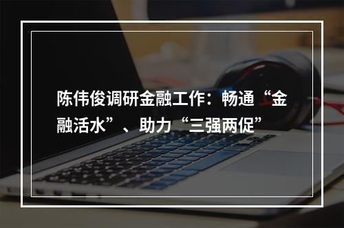 陈伟俊调研金融工作：畅通“金融活水”、助力“三强两促”