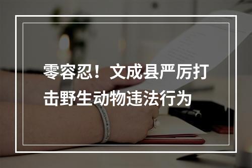 零容忍！文成县严厉打击野生动物违法行为