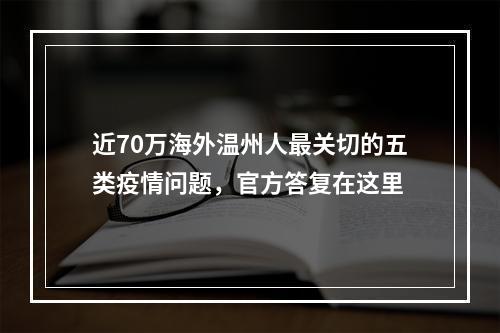 近70万海外温州人最关切的五类疫情问题，官方答复在这里