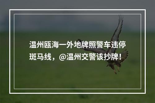 温州瓯海一外地牌照警车违停斑马线，@温州交警该抄牌！