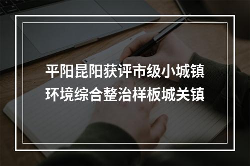 平阳昆阳获评市级小城镇环境综合整治样板城关镇
