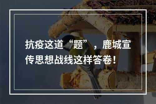 抗疫这道“题”，鹿城宣传思想战线这样答卷！