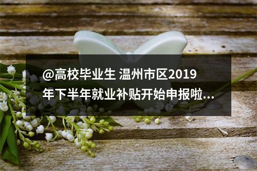 @高校毕业生 温州市区2019年下半年就业补贴开始申报啦！