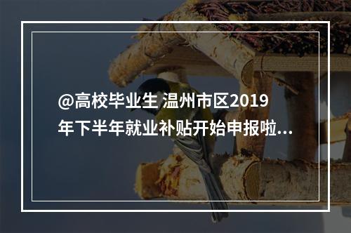 @高校毕业生 温州市区2019年下半年就业补贴开始申报啦！