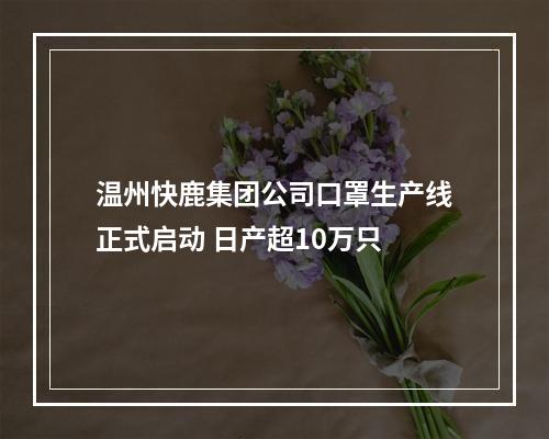 温州快鹿集团公司口罩生产线正式启动 日产超10万只